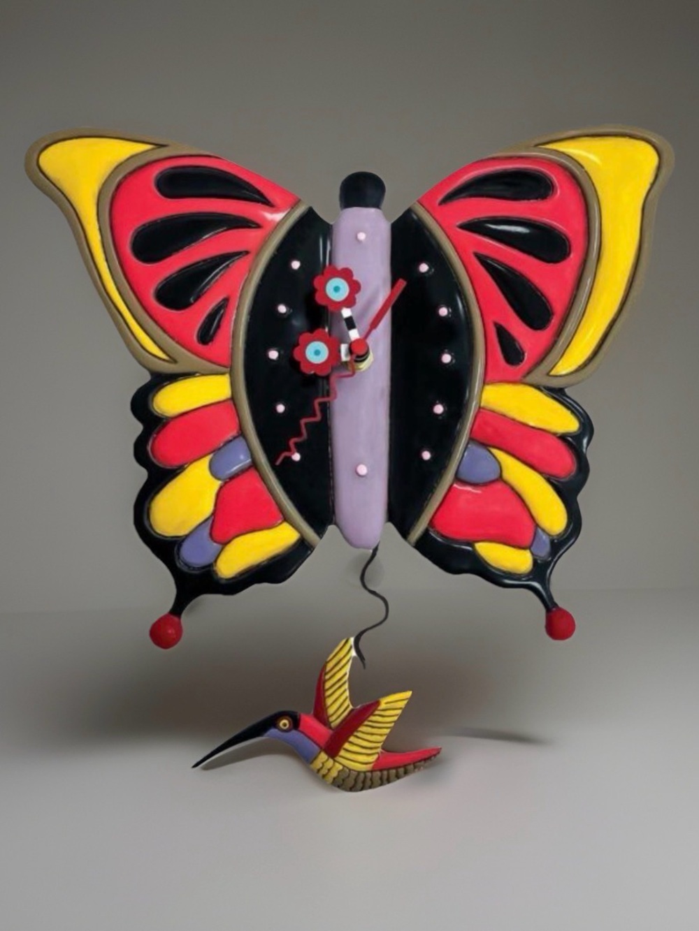 Allen Designs Flutterby Resin Butterfly Decorative Pendulum Wall Clock . NIB